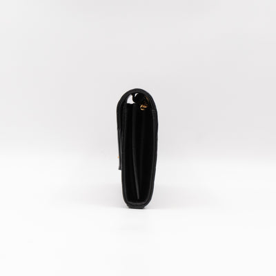 Cassandre Chain Wallet On Chain Black Grained Leather Gold