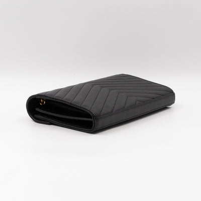 Cassandre Chain Wallet On Chain Black Grained Leather Gold