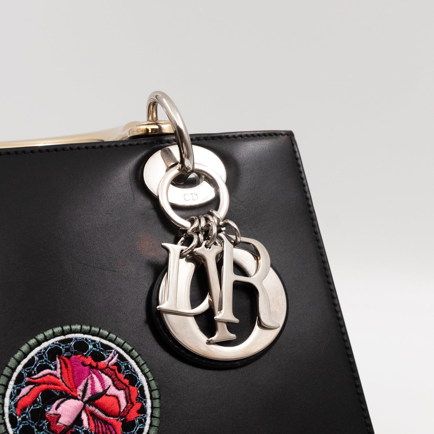 Lady Dior Medium Patches Embellished Black Leather