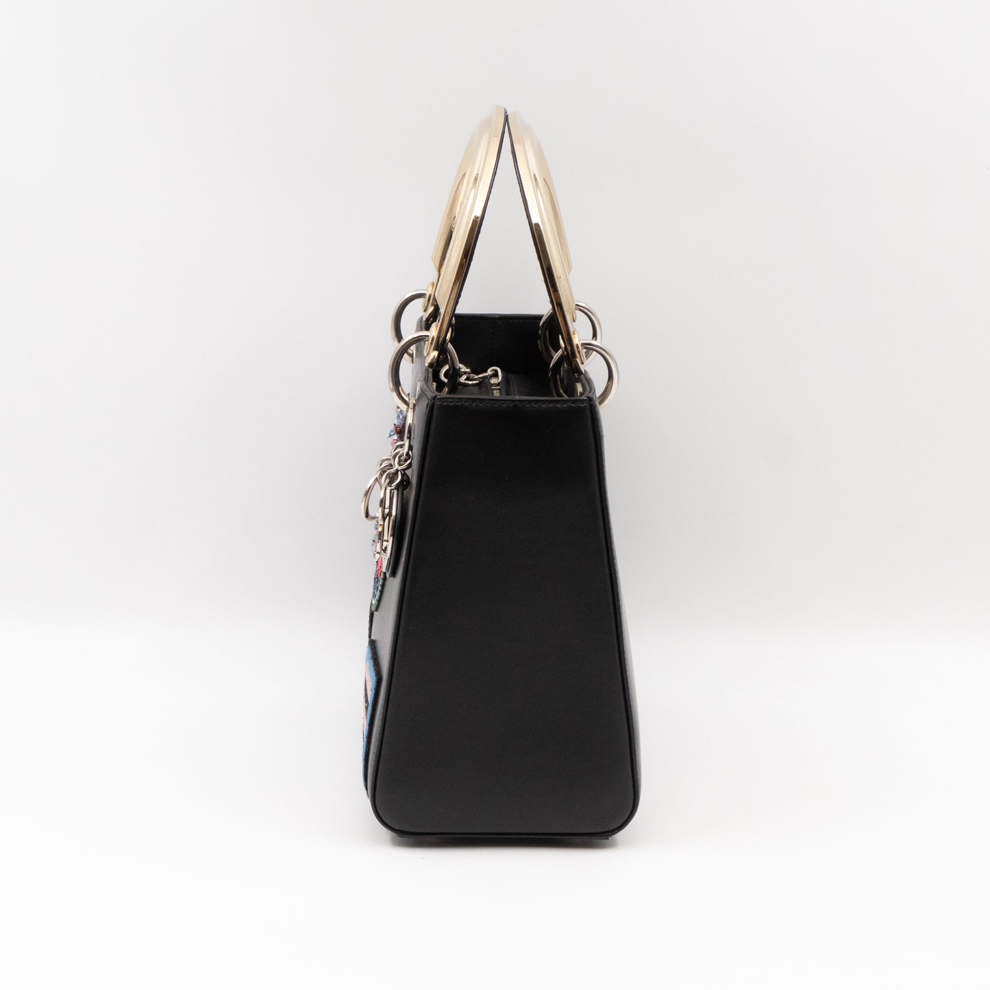 Lady Dior Medium Patches Embellished Black Leather