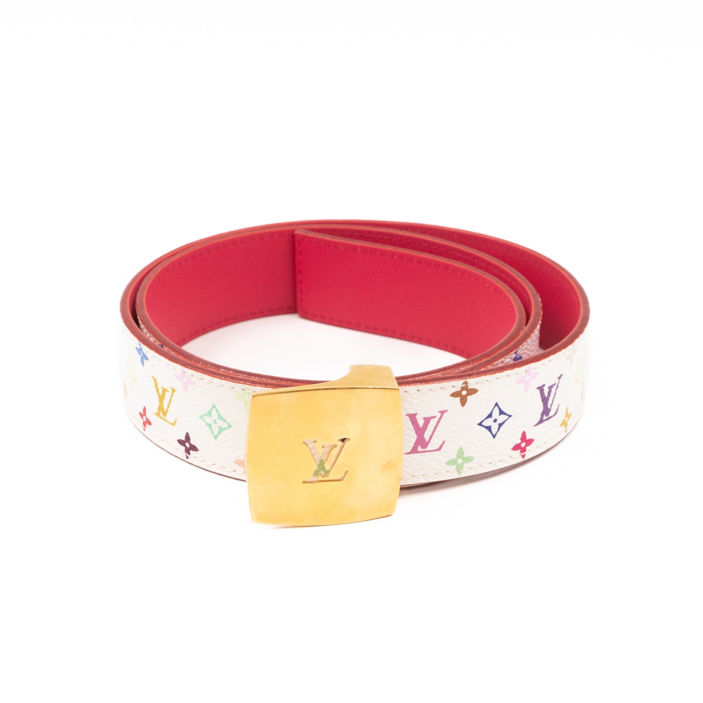 LV Cut Reversible Multicolore White Belt 80/32