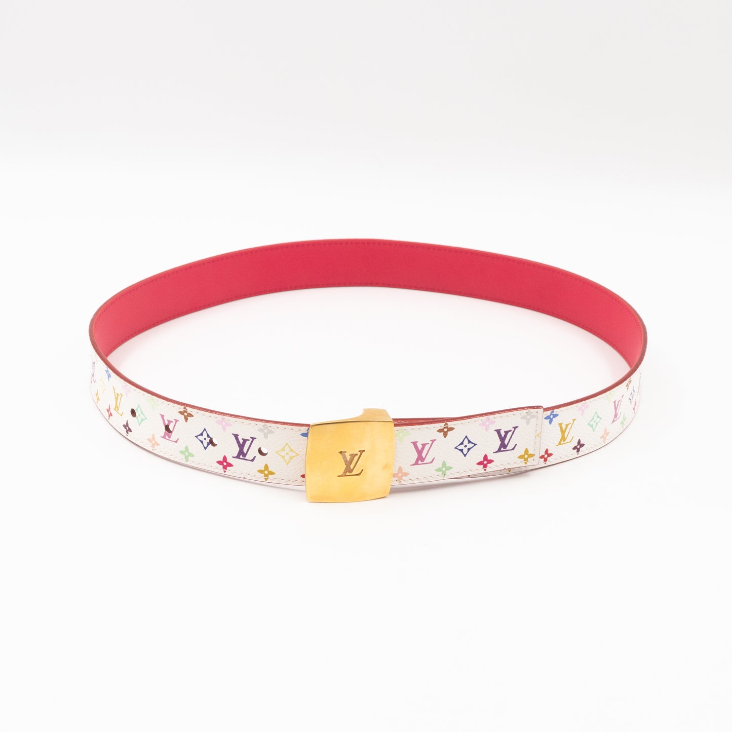 LV Cut Reversible Multicolore White Belt 80/32