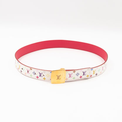 LV Cut Reversible Multicolore White Belt 80/32