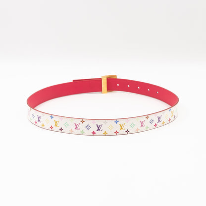 LV Cut Reversible Multicolore White Belt 80/32