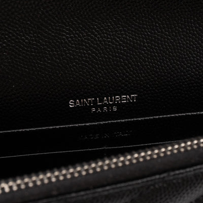 Cassandre Envelope Chain Wallet Black Grained Leather