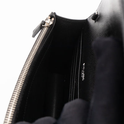 Cassandre Envelope Chain Wallet Black Grained Leather
