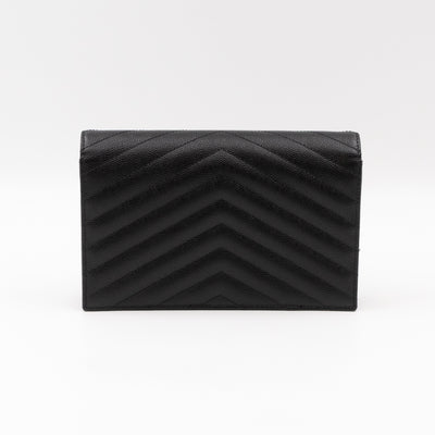 Cassandre Envelope Chain Wallet Black Grained Leather