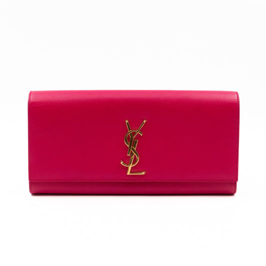 Classic Kate Clutch Pink Grained Leather