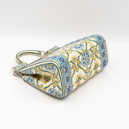 Sicily Medium Blue Majolica Print Leather