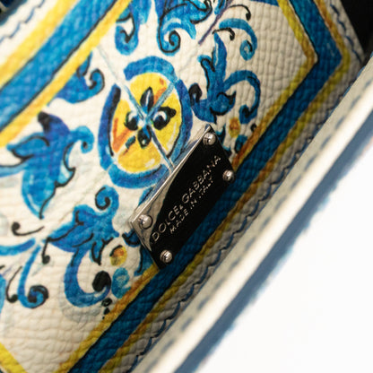 Sicily Medium Blue Majolica Print Leather