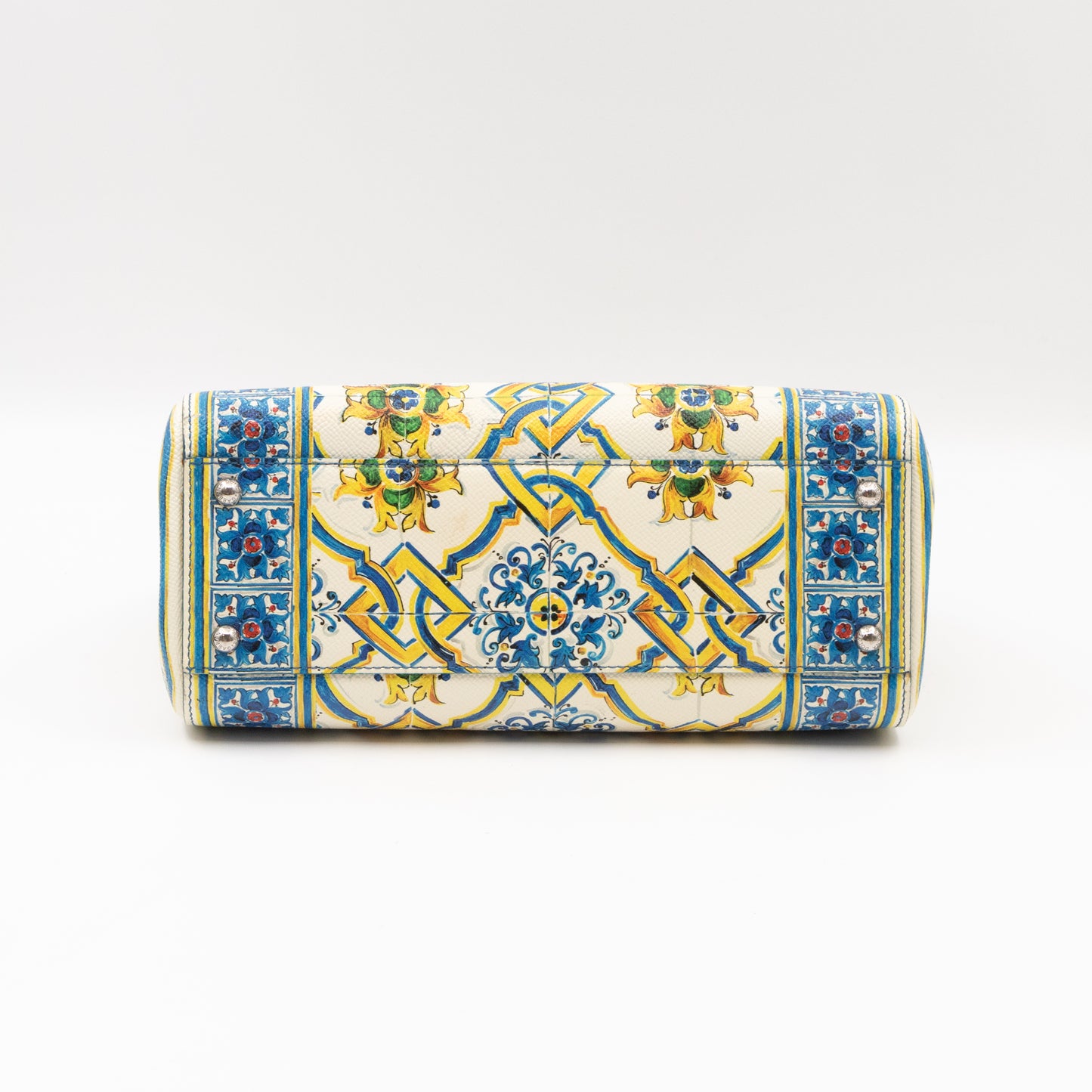 Sicily Medium Blue Majolica Print Leather