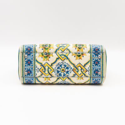 Sicily Medium Blue Majolica Print Leather