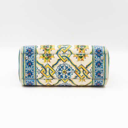 Sicily Medium Blue Majolica Print Leather