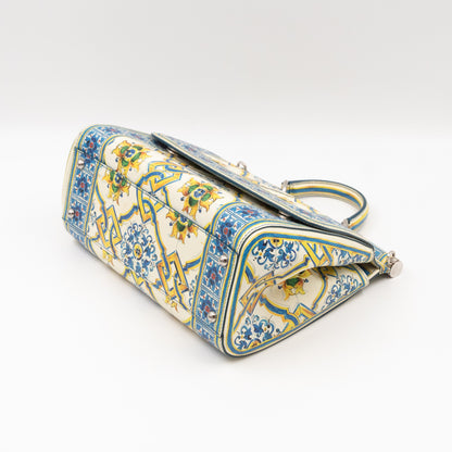 Sicily Medium Blue Majolica Print Leather