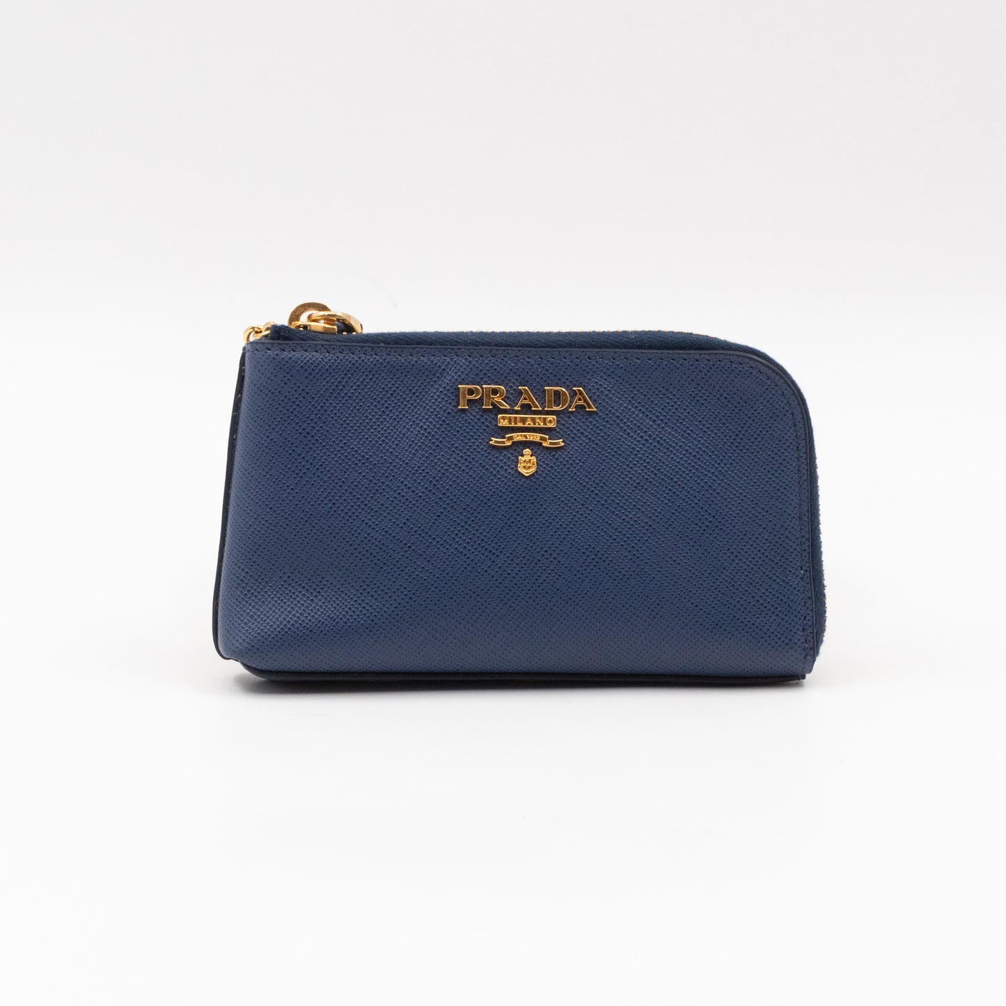 Key Pouch Saffiano Blue Leather