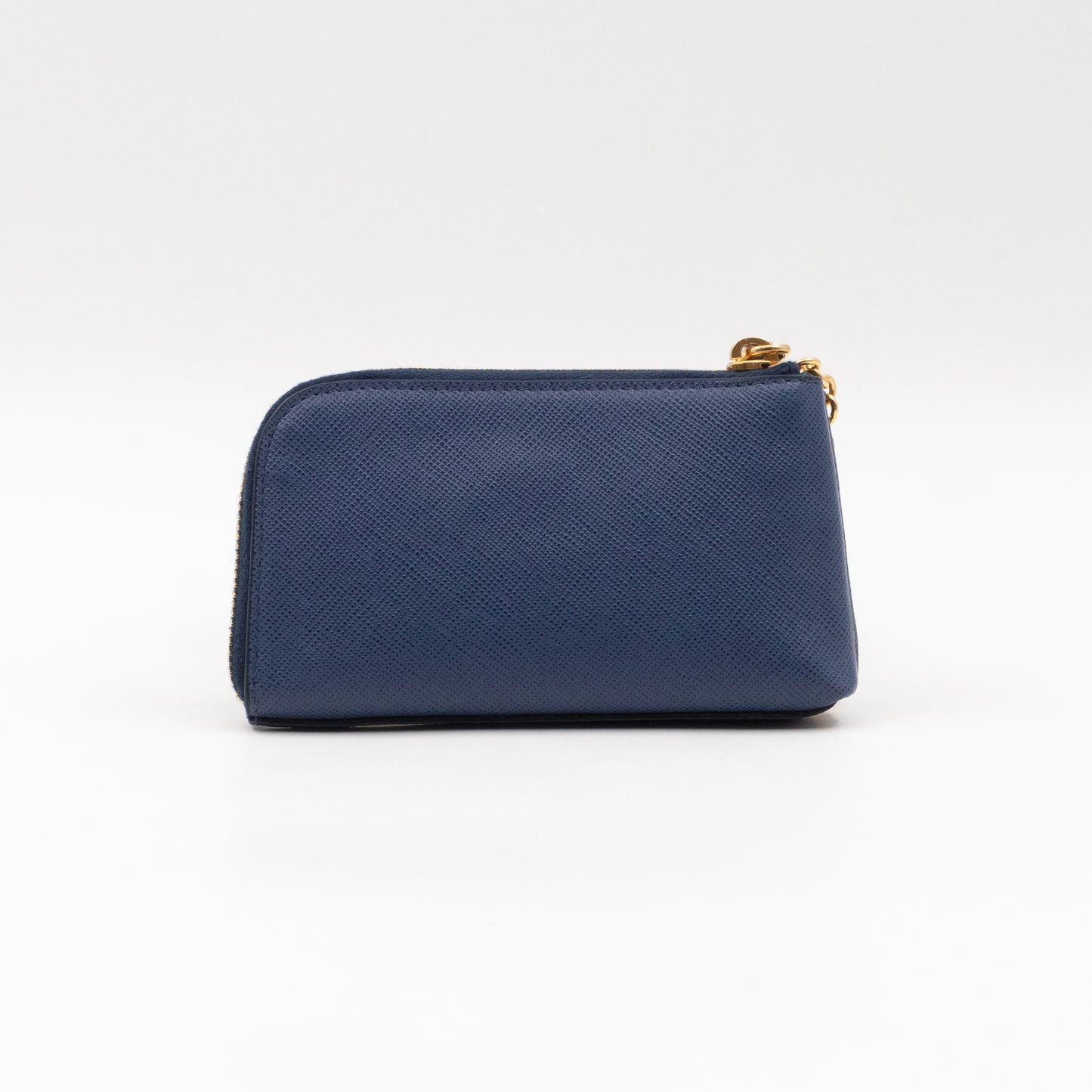 Key Pouch Saffiano Blue Leather