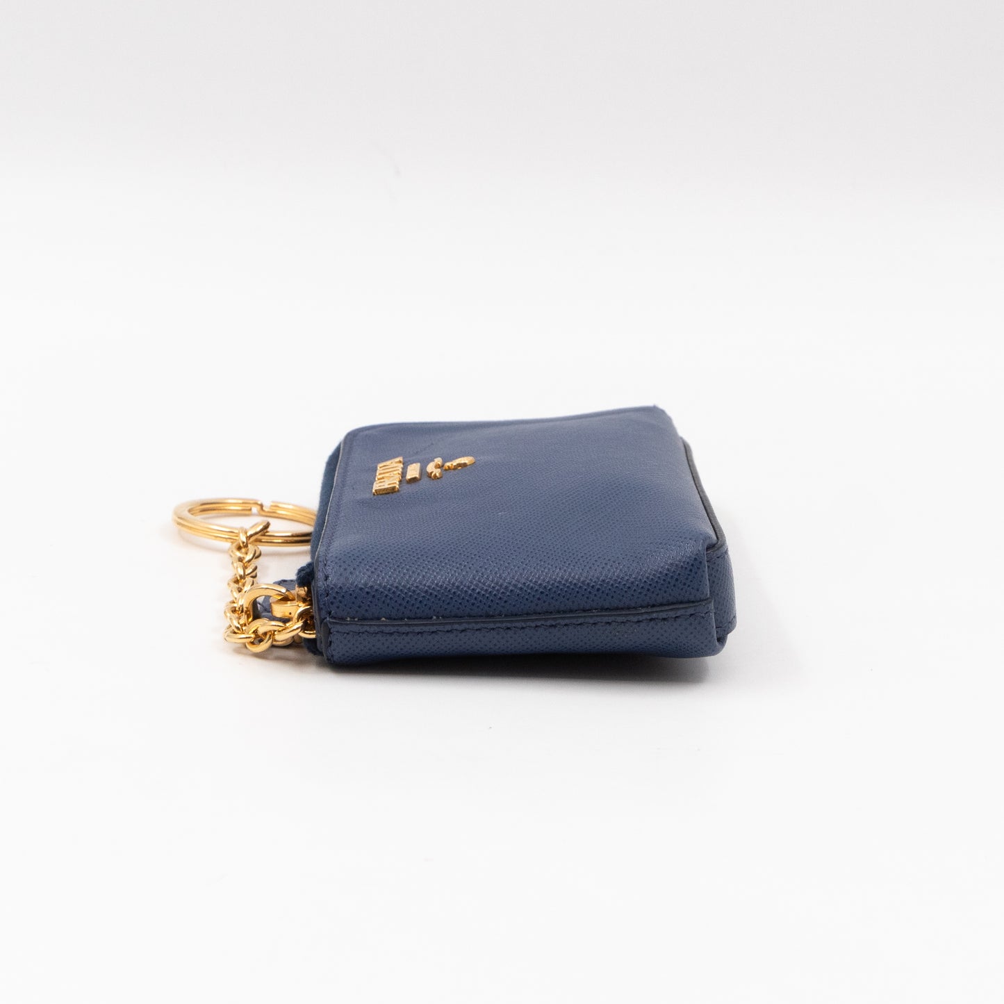 Key Pouch Saffiano Blue Leather