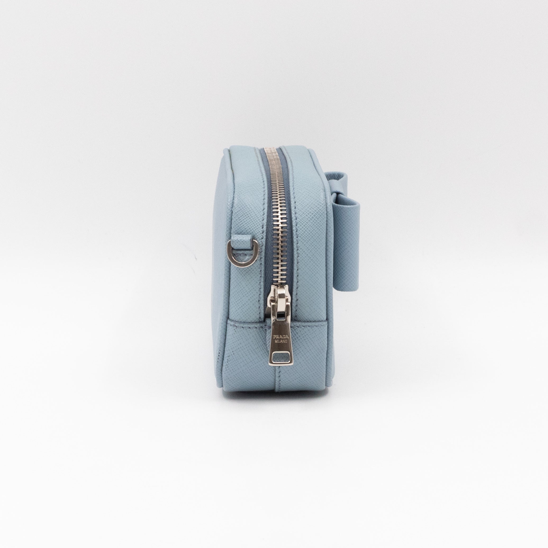 Bow Camera Bag Light Blue Leather
