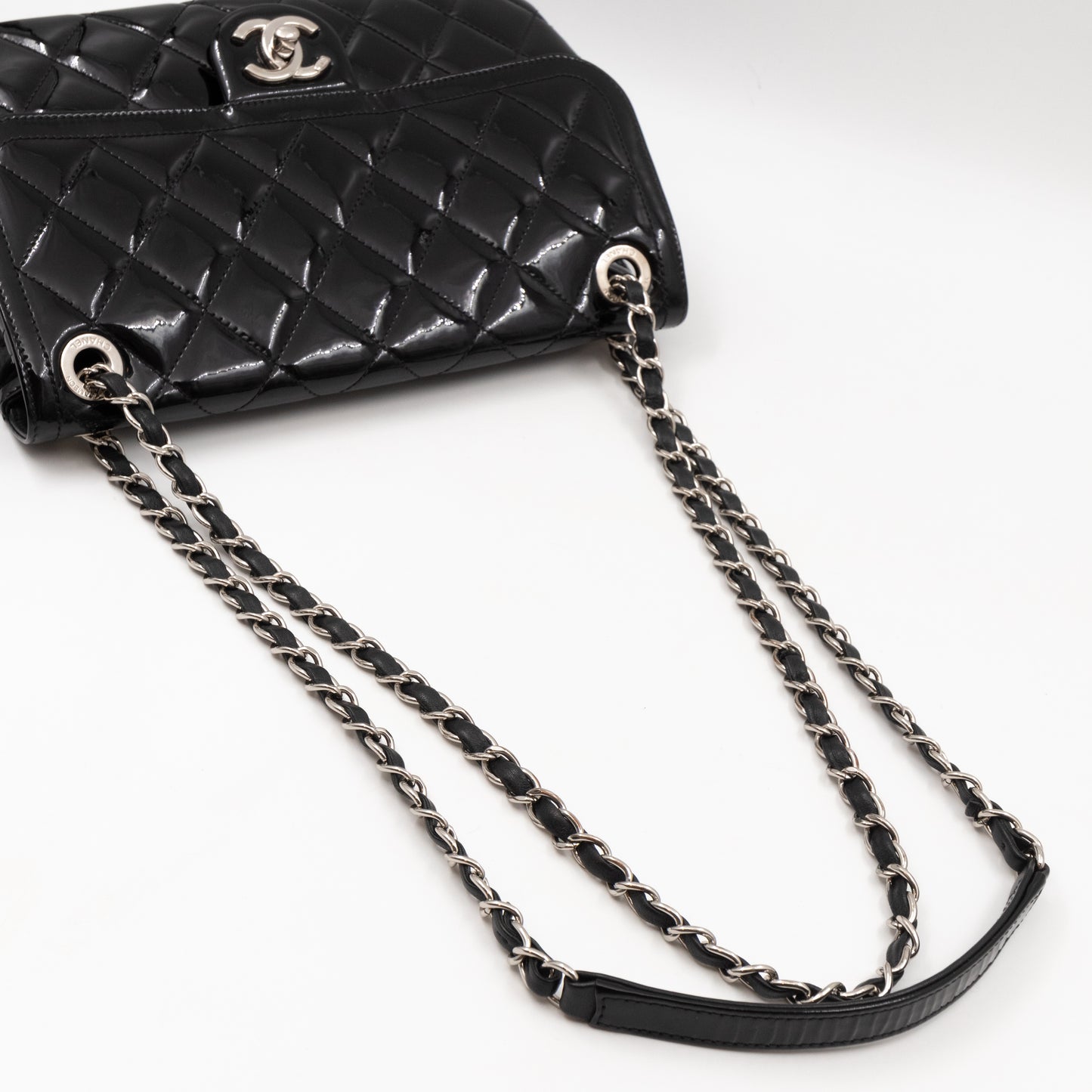 Coco Shine Single Flap Bag Black Patent Leather