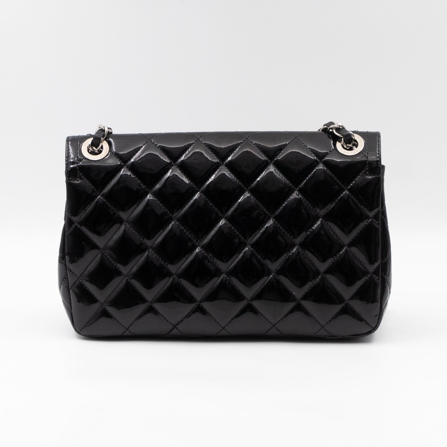 Coco Shine Single Flap Bag Black Patent Leather