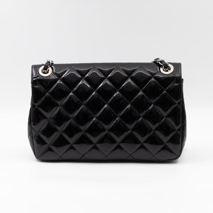 Coco Shine Single Flap Bag Black Patent Leather