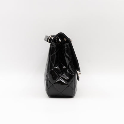 Coco Shine Single Flap Bag Black Patent Leather