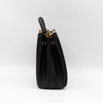 Miss Sicily Medium Shopper Bag Black Leather