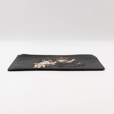 Family Patch Pouch Black Leather