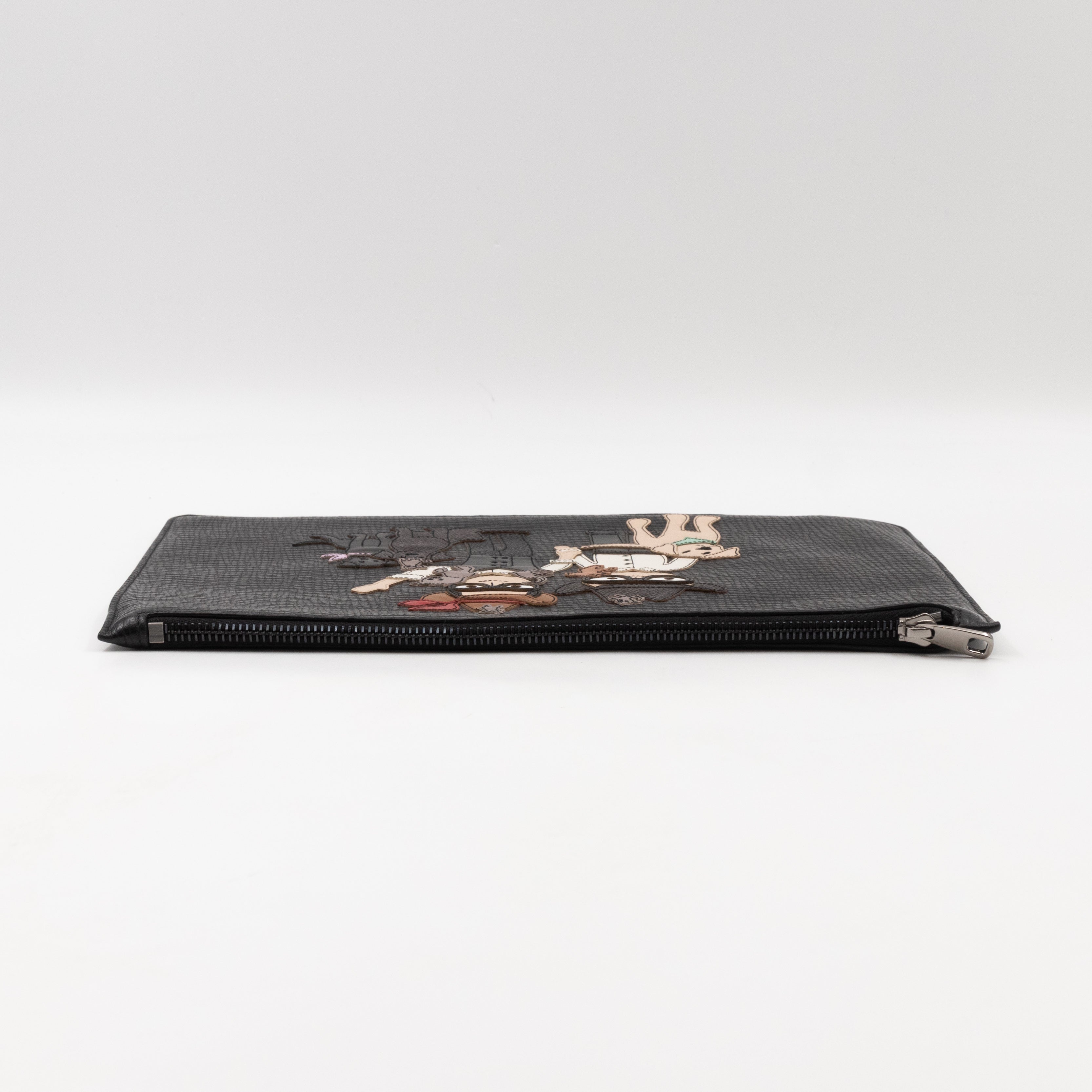 Family Patch Pouch Black Leather