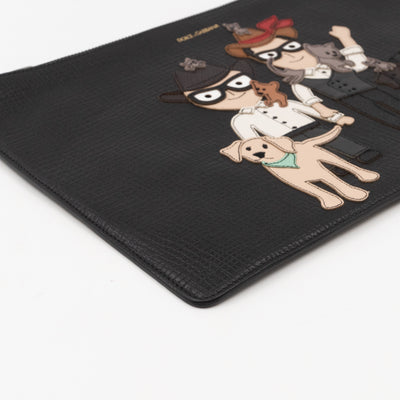 Family Patch Pouch Black Leather