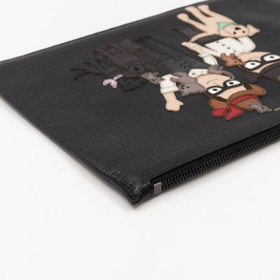 Family Patch Pouch Black Leather