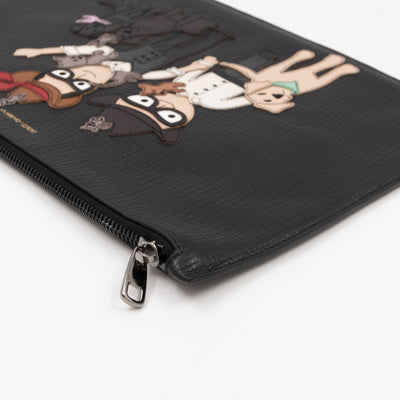 Family Patch Pouch Black Leather