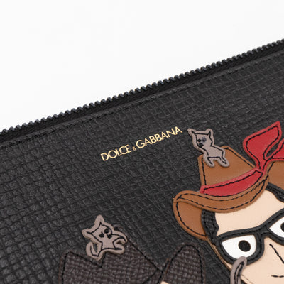 Family Patch Pouch Black Leather