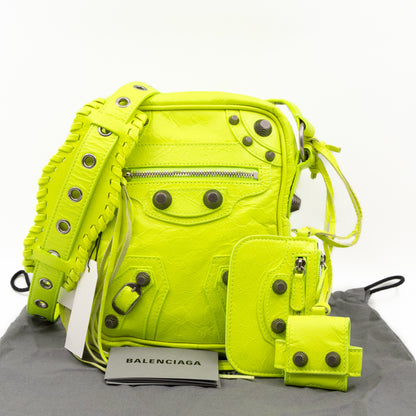 Le Cagole Messenger Bag Fluo Yellow Leather