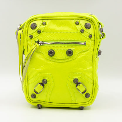 Le Cagole Messenger Bag Fluo Yellow Leather