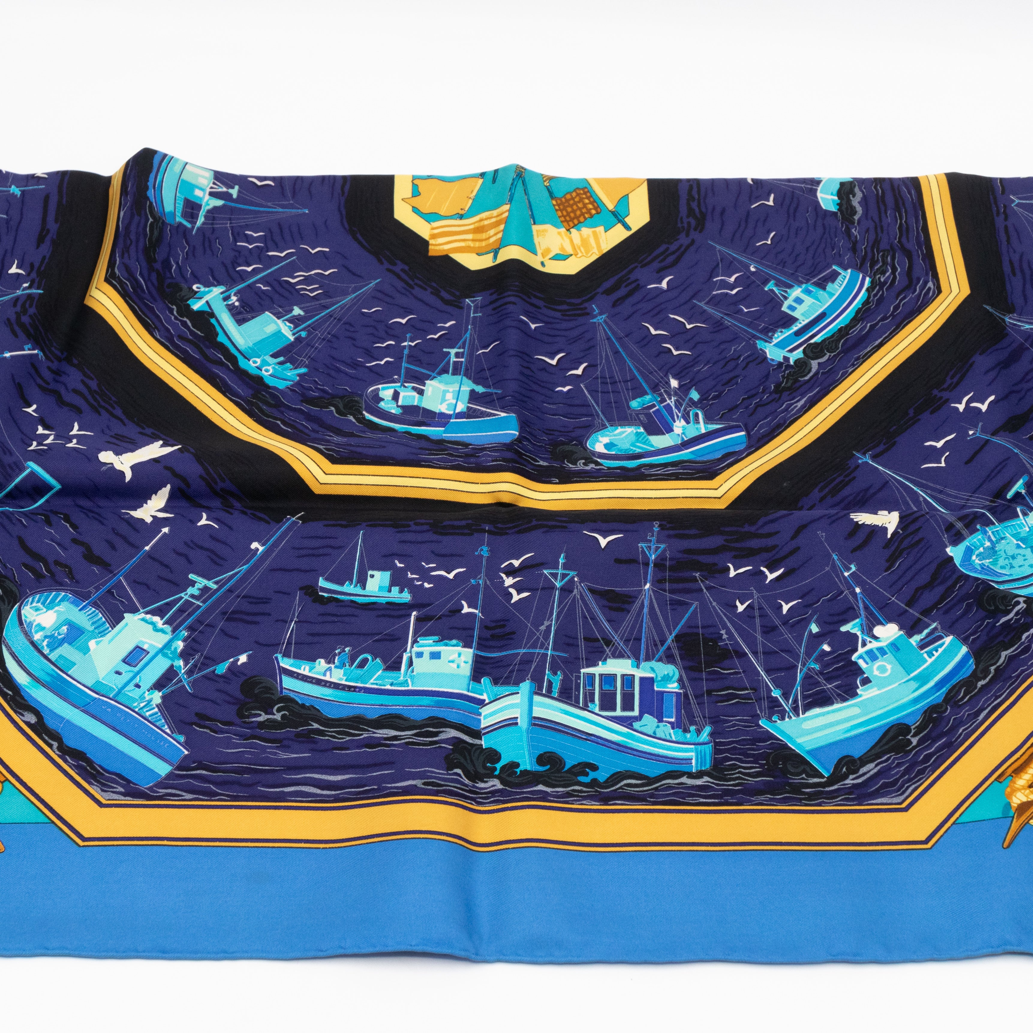 Silk Scarf 90 Retour de Peche Blue