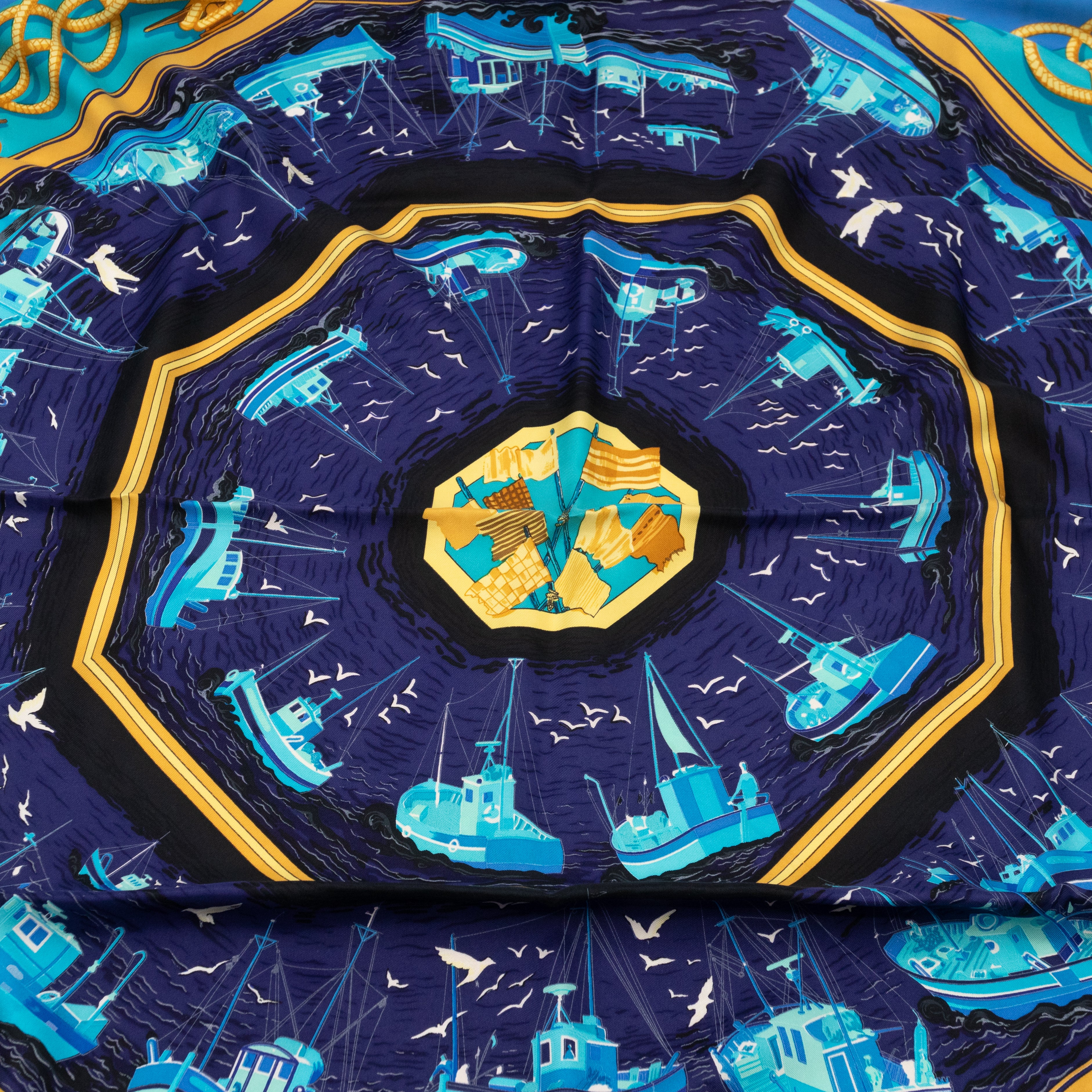 Silk Scarf 90 Retour de Peche Blue