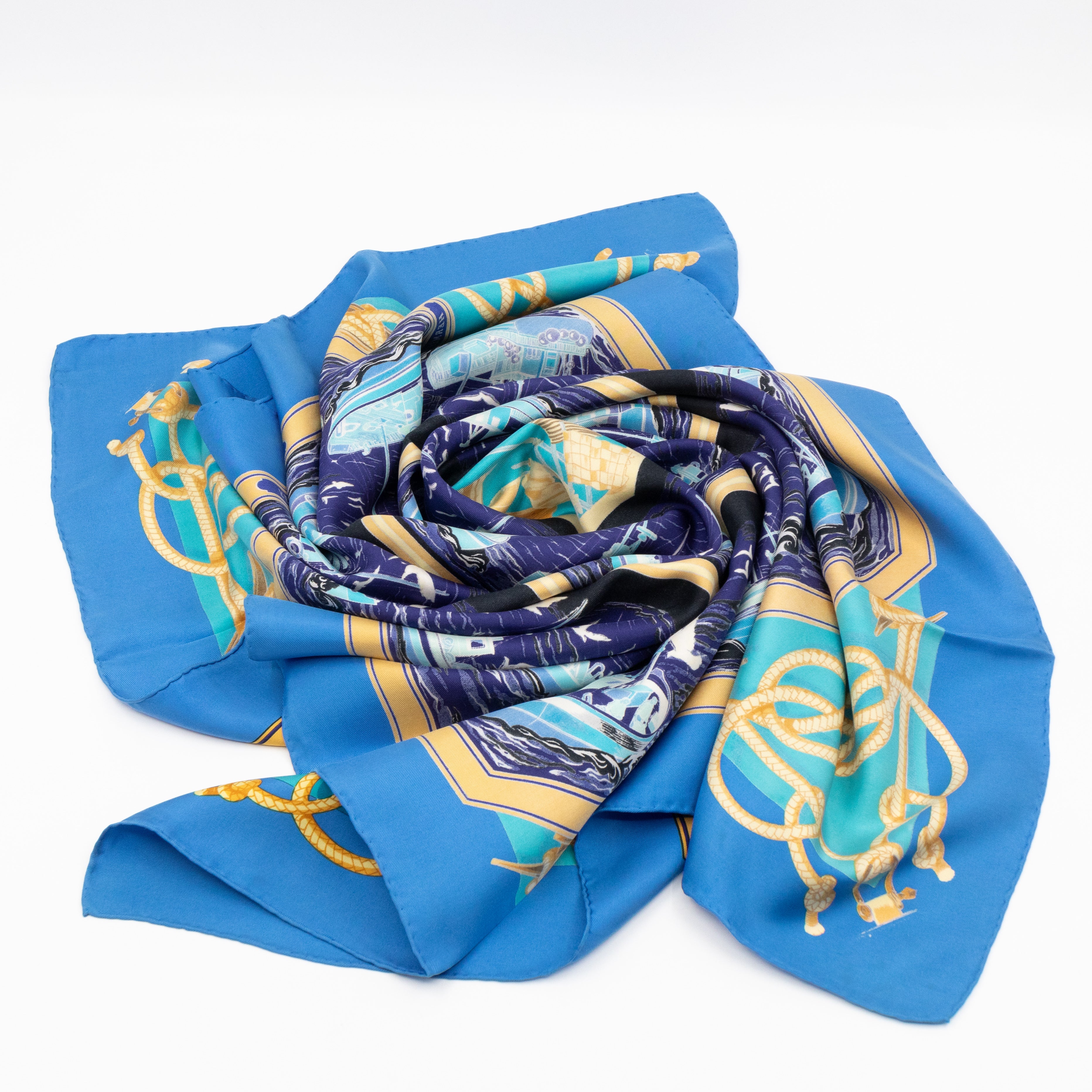 Silk Scarf 90 Retour de Peche Blue