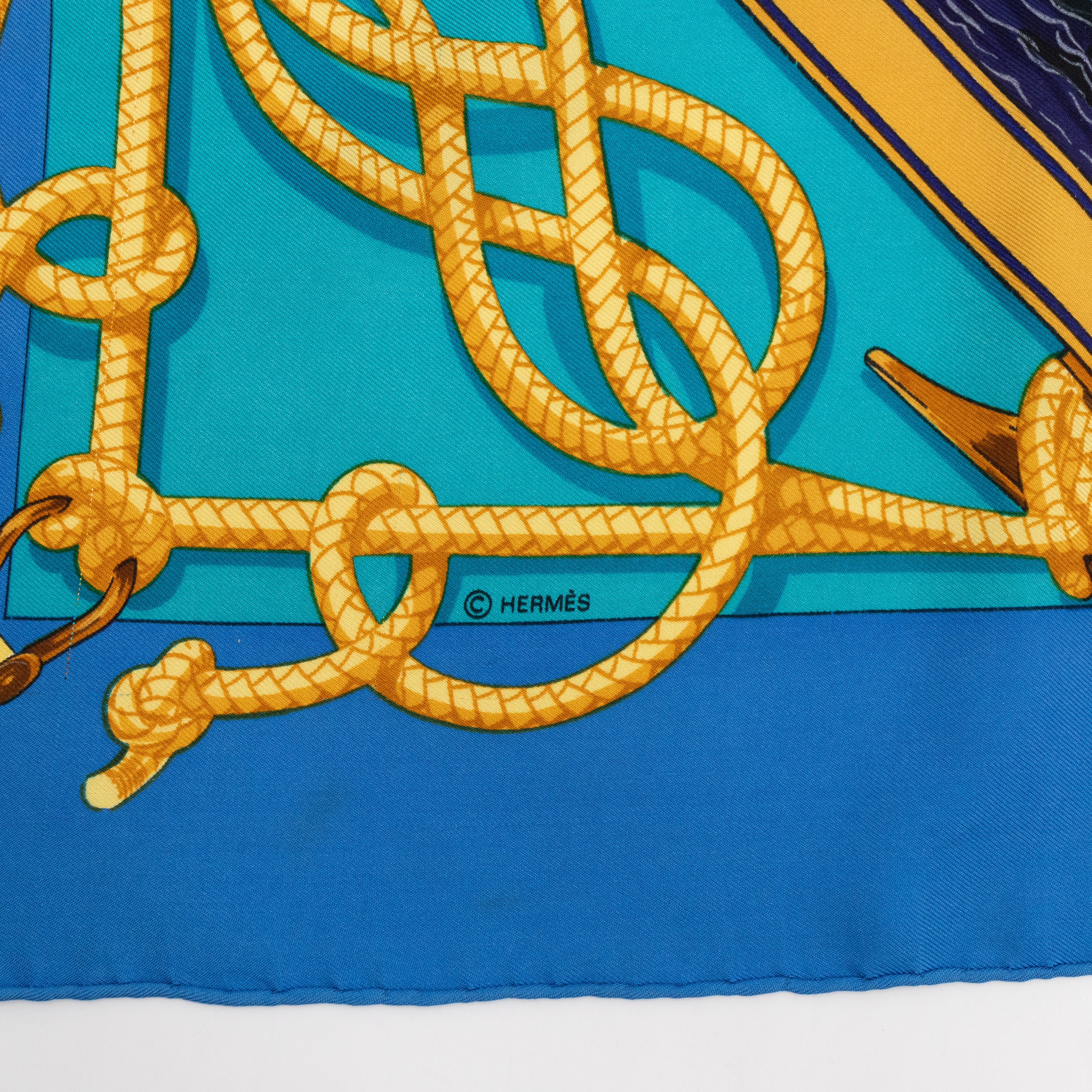 Silk Scarf 90 Retour de Peche Blue