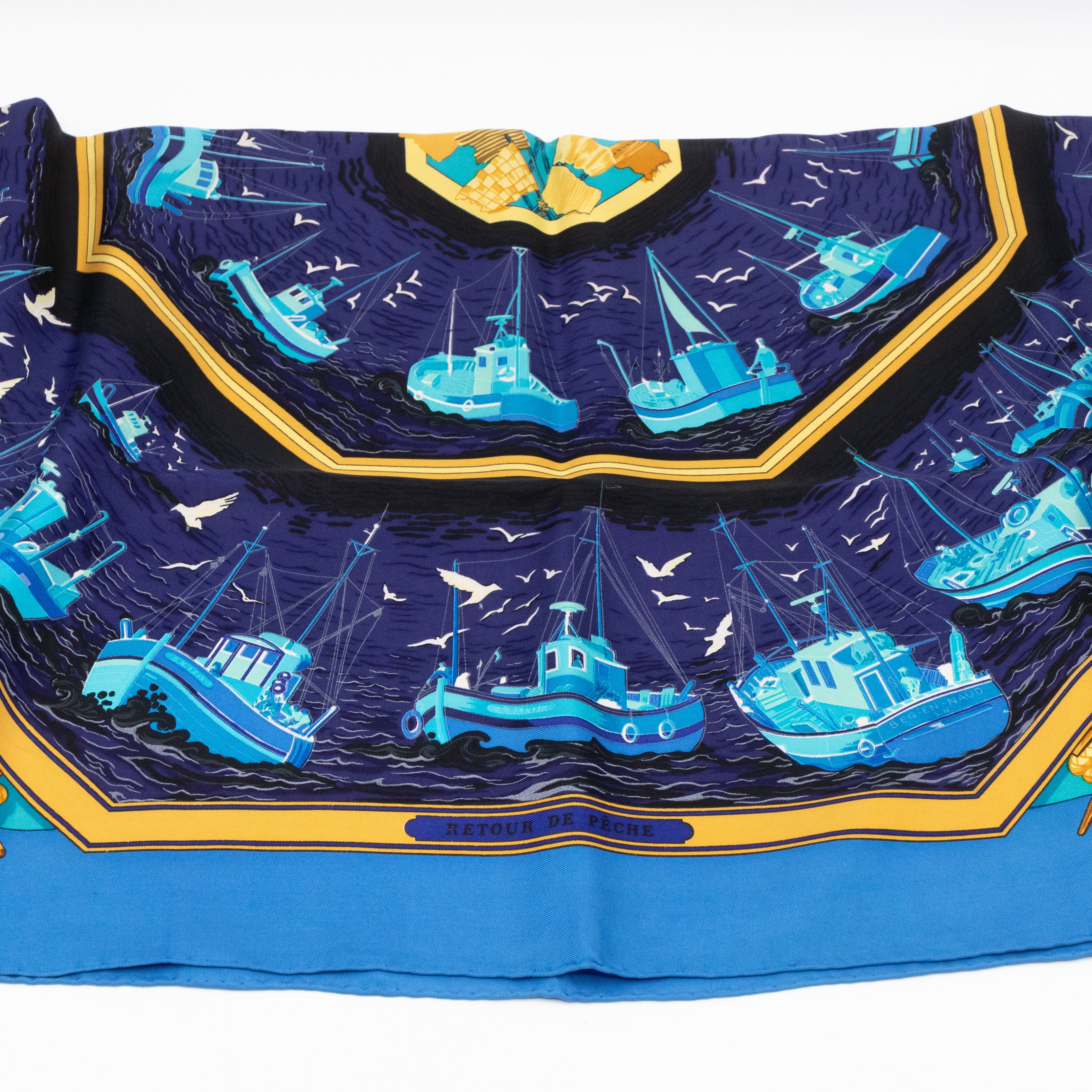 Silk Scarf 90 Retour de Peche Blue