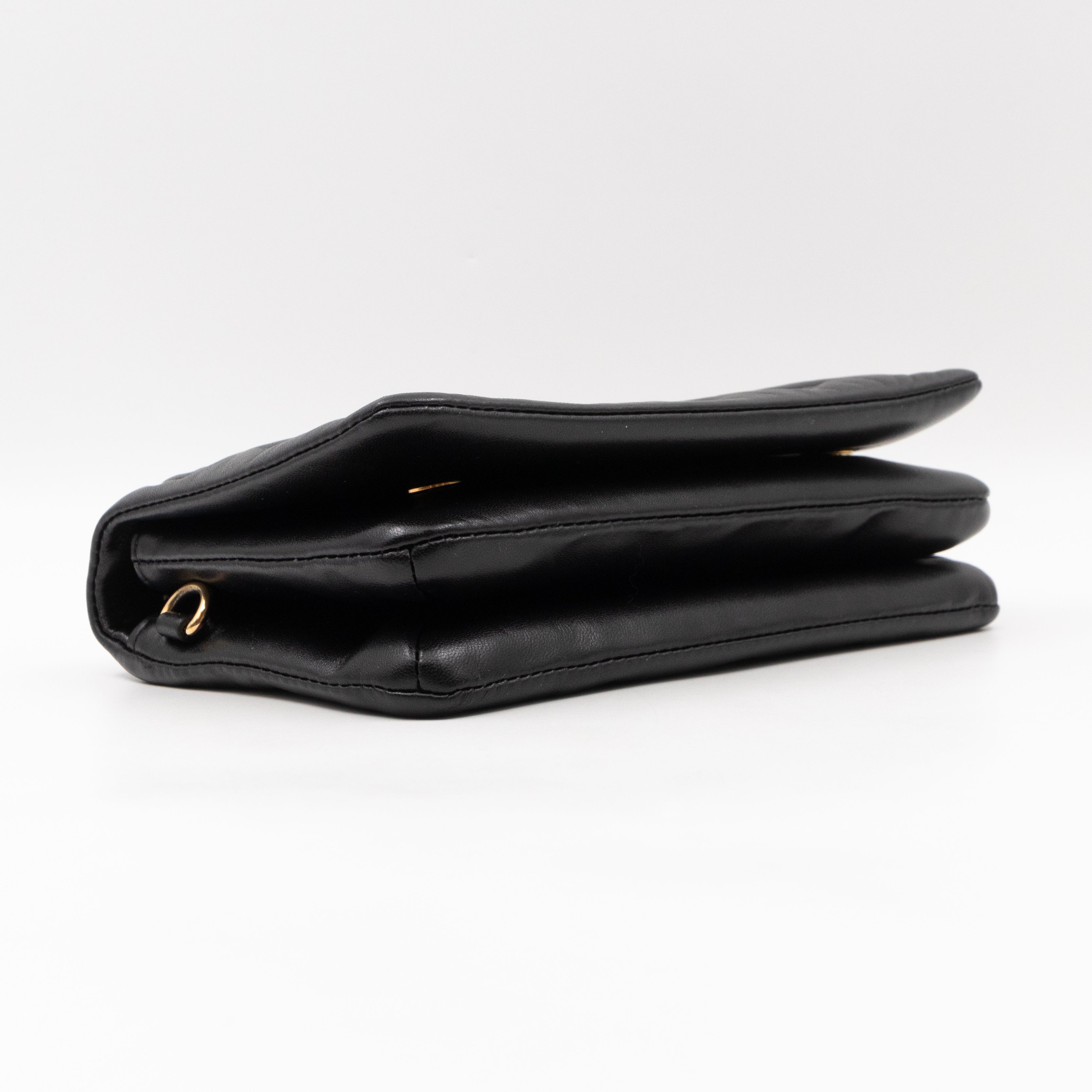 Pochette Coussin Black Leather