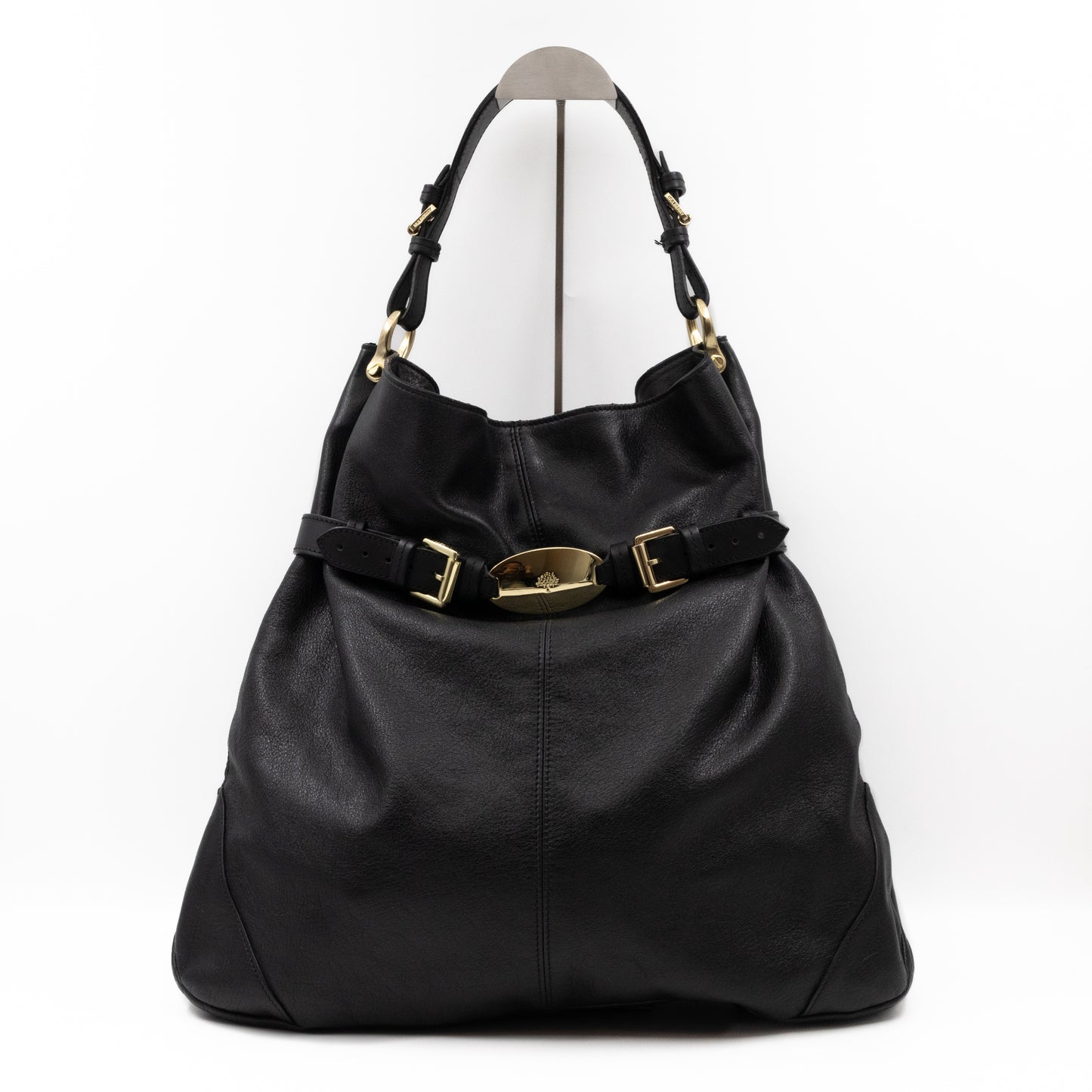 Hobo Tote Bag Black Leather