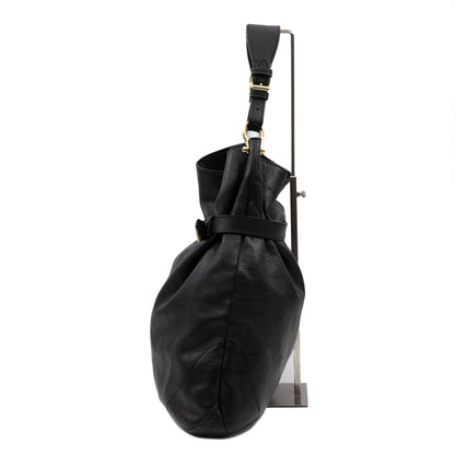 Hobo Tote Bag Black Leather