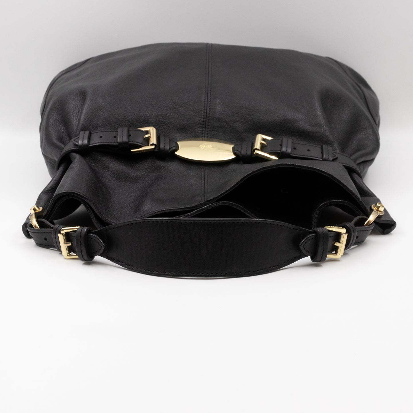 Hobo Tote Bag Black Leather