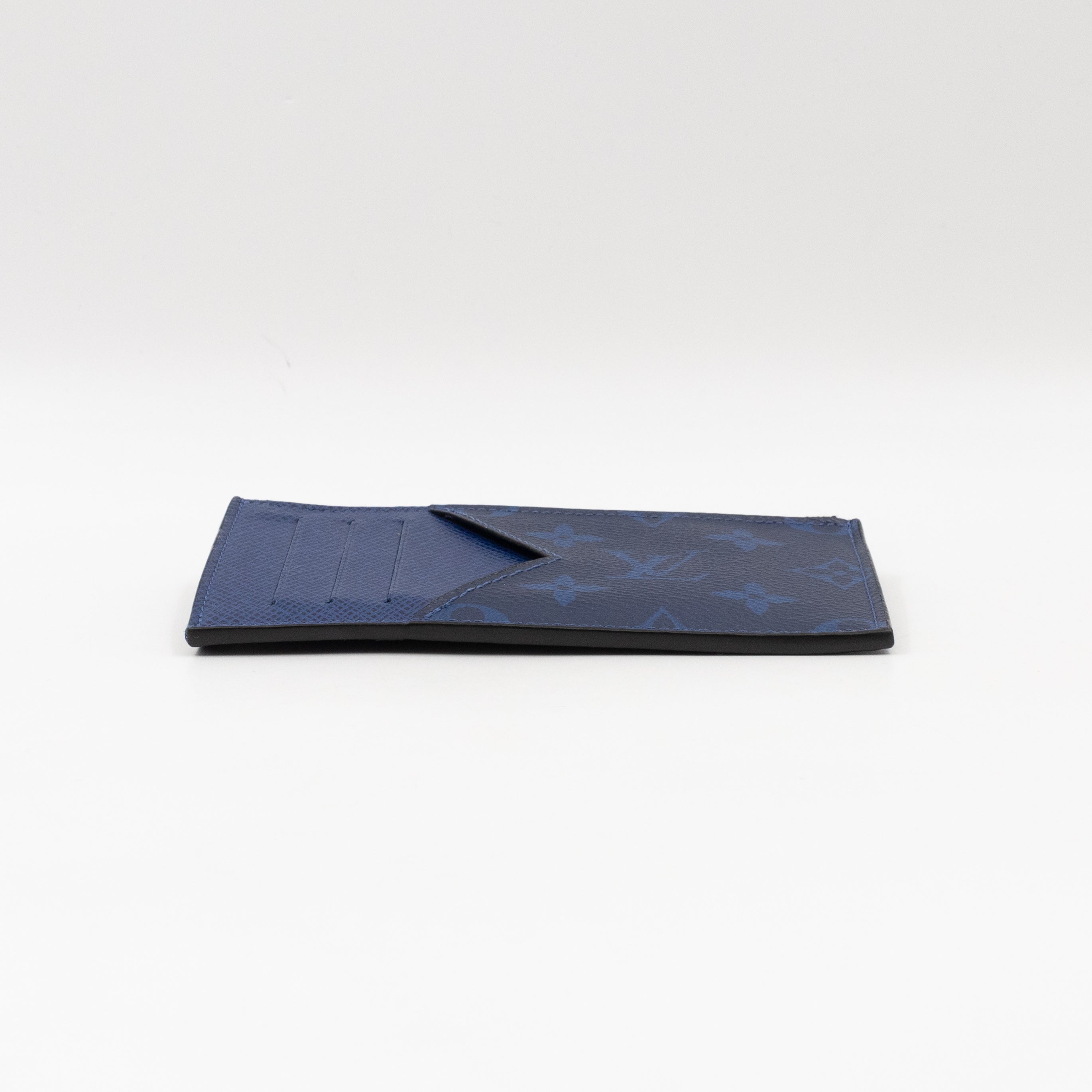 Coin Card Holder Monogram Pacific Navy Blue Taigarama