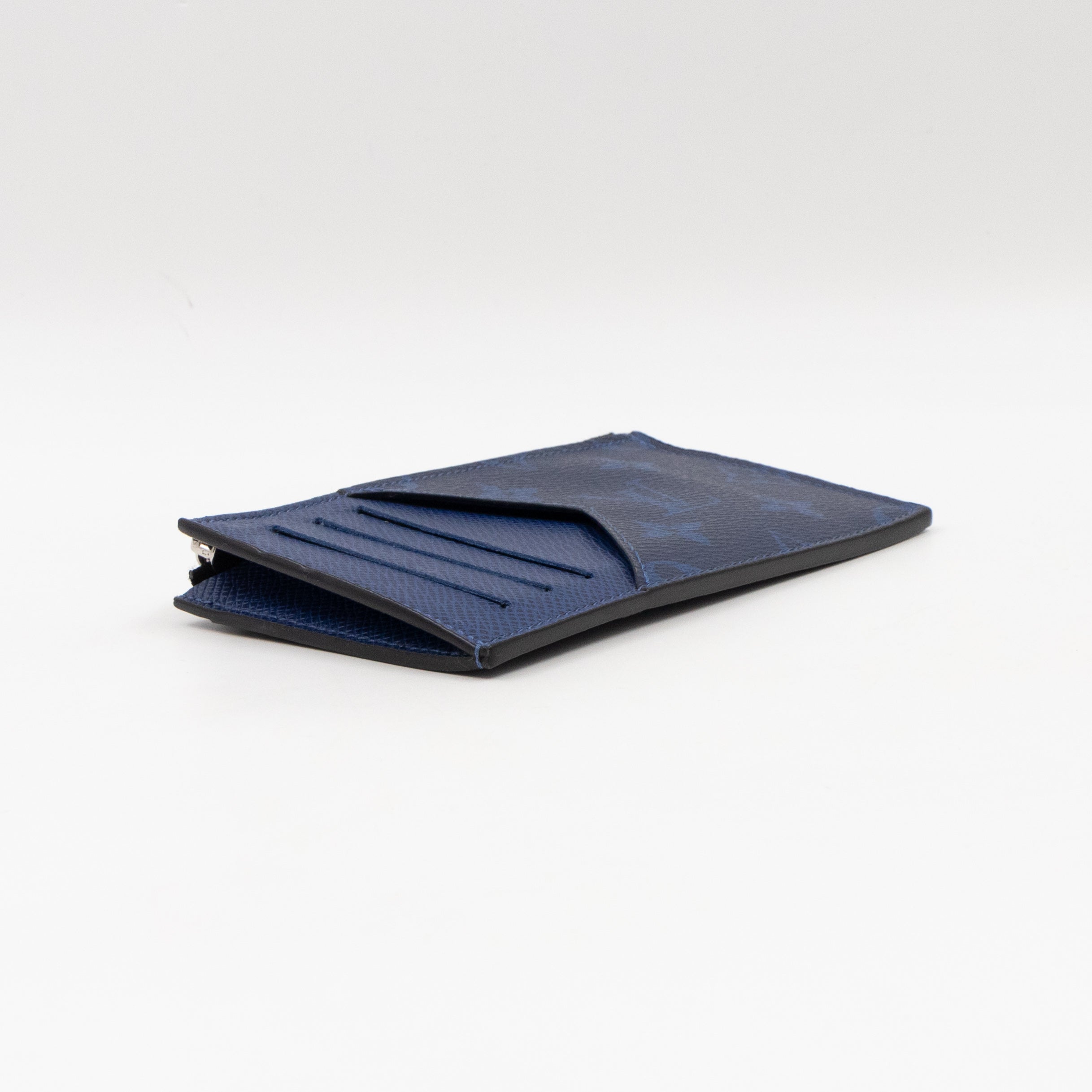 Coin Card Holder Monogram Pacific Navy Blue Taigarama