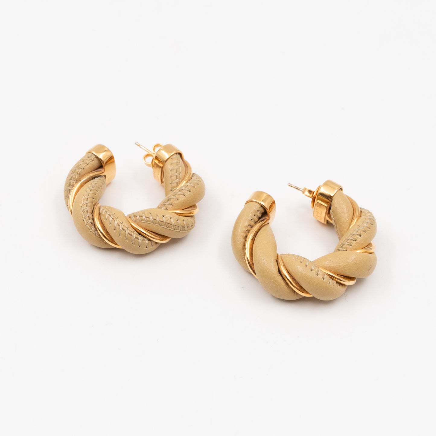 Twist Earrings Yellow Leather Gold Plated 925 Silver