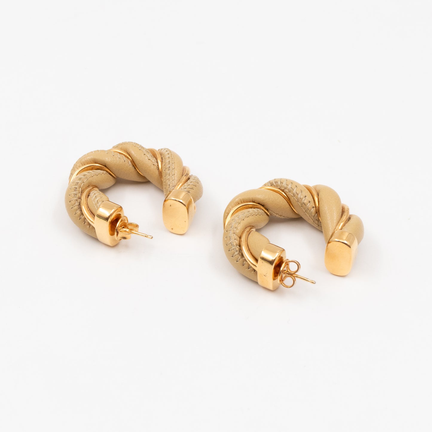 Twist Earrings Yellow Leather Gold Plated 925 Silver