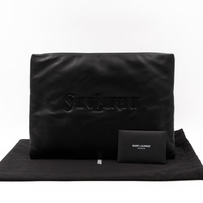 Puffy Pouch Large Black Lambskin