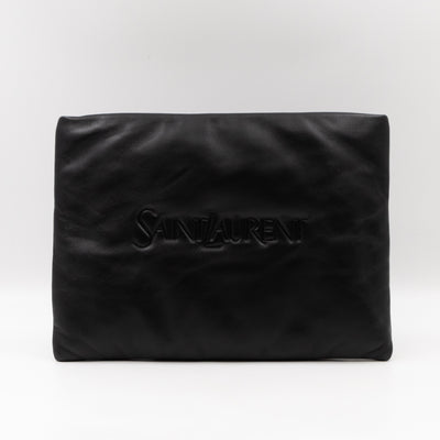 Puffy Pouch Large Black Lambskin